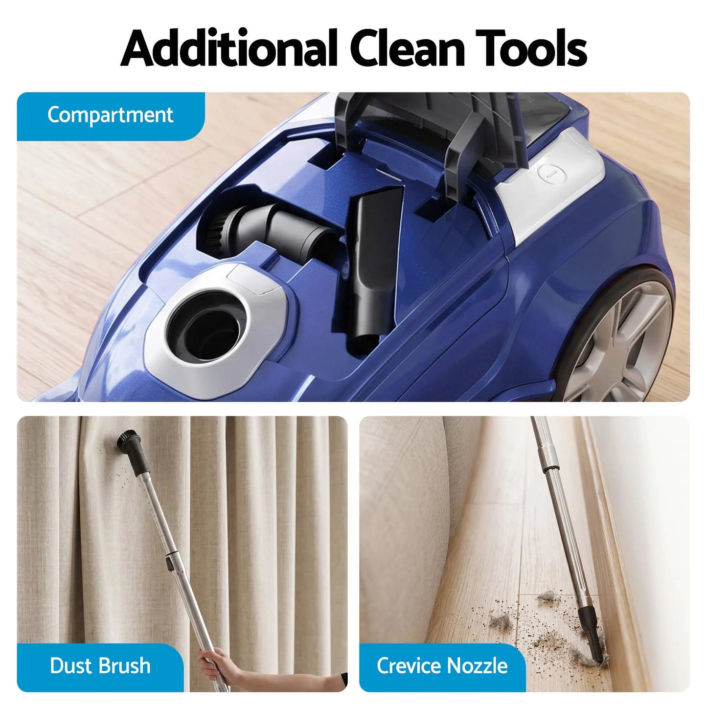 DEVANTI Bagged Vacuum Cleaner Powerful Suction for Carpet Wood Tile Floor - Image 7
