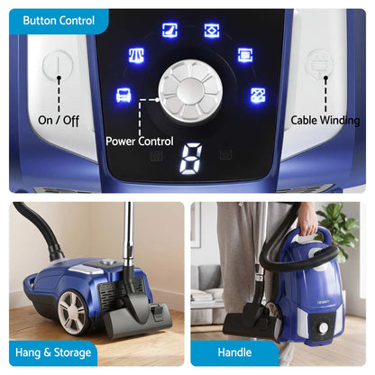 DEVANTI Bagged Vacuum Cleaner Powerful Suction for Carpet Wood Tile Floor - Image 8