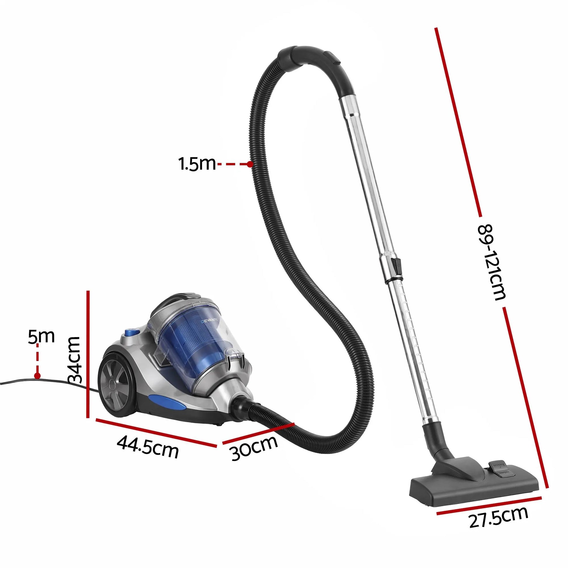 Devanti Vacuum Cleaner Bagless Canister 2000W 25kPa Powerful Suction 4L - Image 2