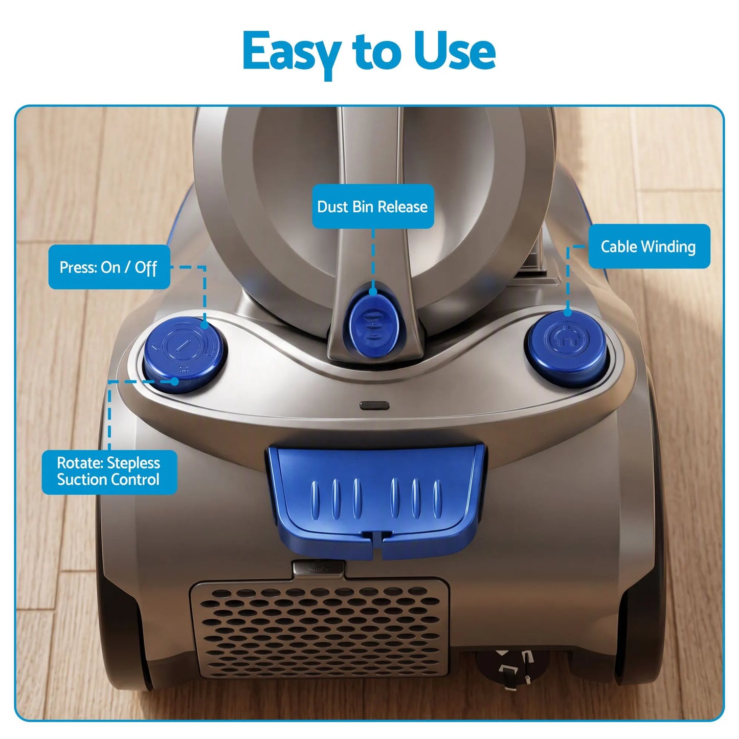 Devanti Vacuum Cleaner Bagless Canister 2000W 25kPa Powerful Suction 4L - Image 7