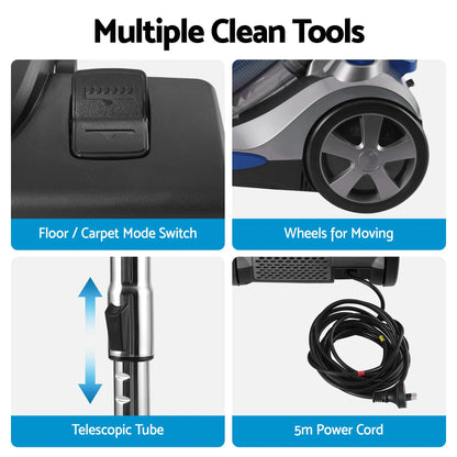 Devanti Vacuum Cleaner Bagless Canister 2000W 25kPa Powerful Suction 4L - Image 9