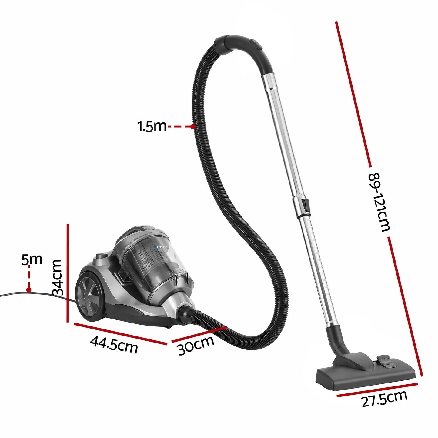 Devanti Vacuum Cleaner Bagless Canister 2000W 25kPa Powerful Suction 4L - Image 2