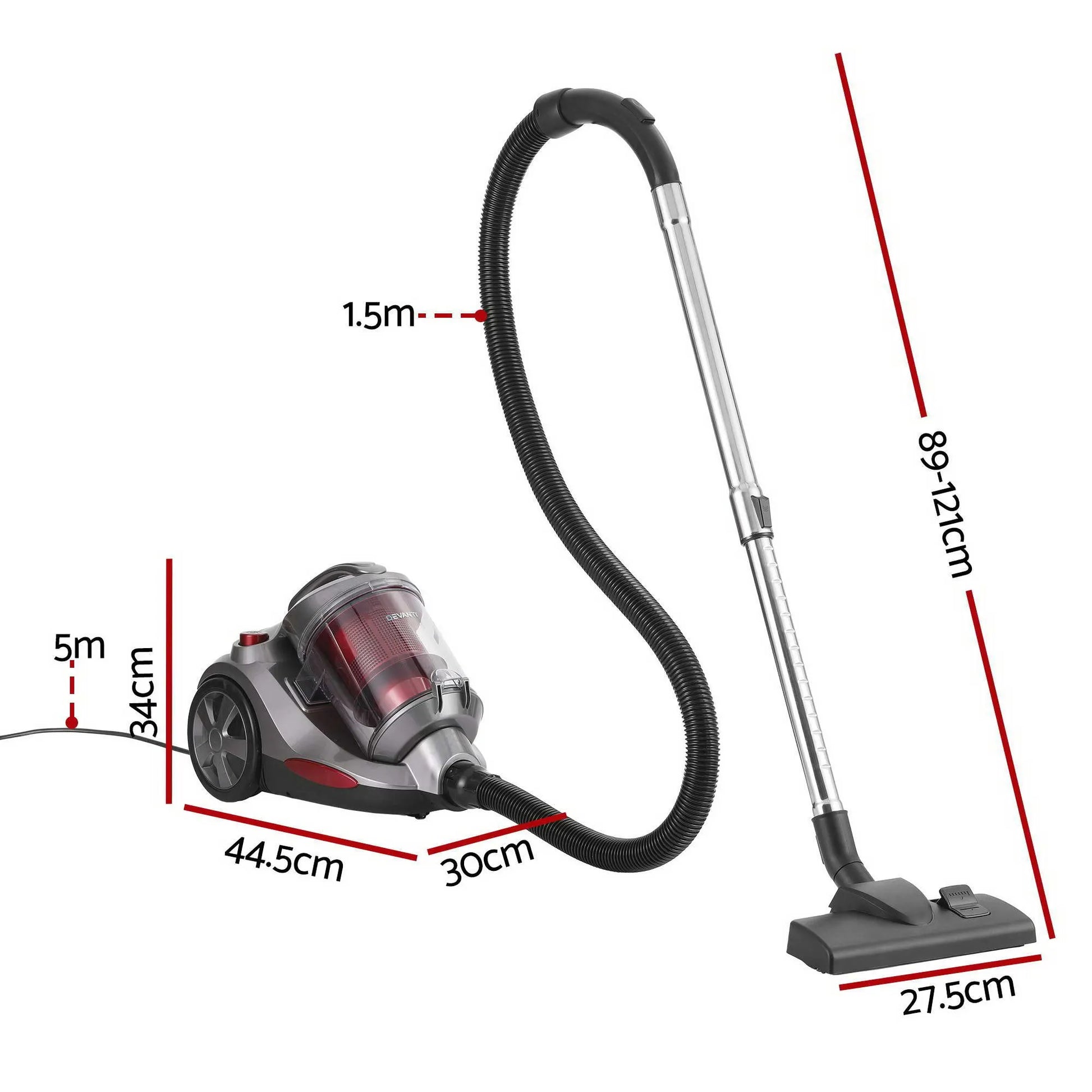 Devanti Vacuum Cleaner Bagless Canister 2000W 25kPa Powerful Suction 4L - Image 2