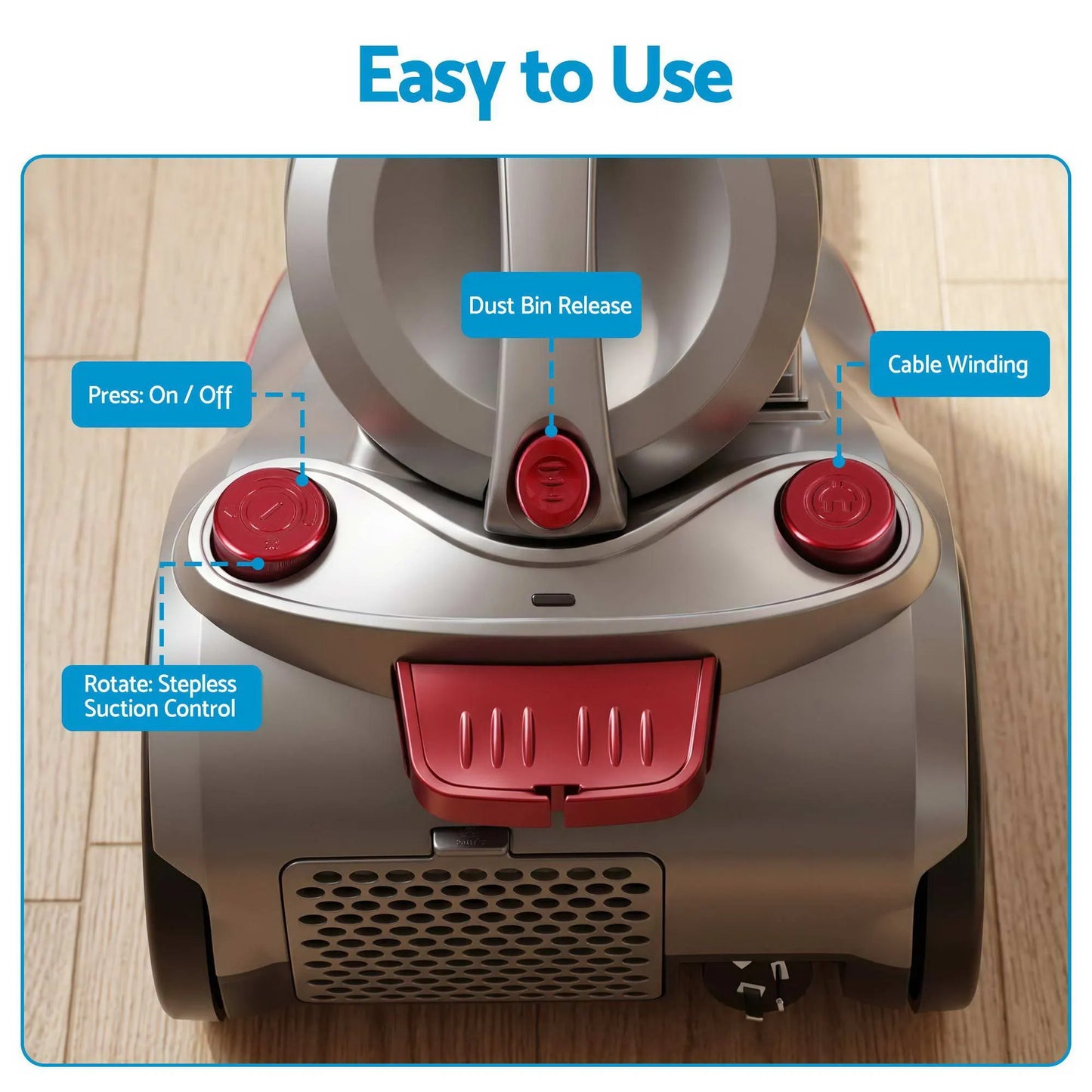 Devanti Vacuum Cleaner Bagless Canister 2000W 25kPa Powerful Suction 4L - Image 7