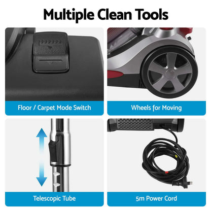 Devanti Vacuum Cleaner Bagless Canister 2000W 25kPa Powerful Suction 4L - Image 9