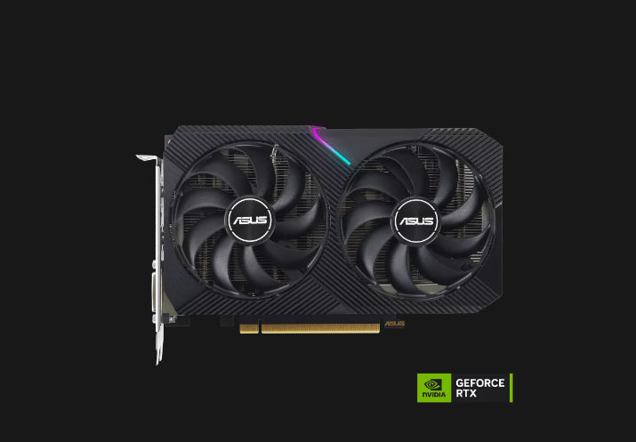 ASUS nVidia GeForce DUAL-RTX3050-8G-V2 RTX 3050 V2 8GB GDDR6 1777 MHz Boost Clock, RAM 14Gbps, Di...