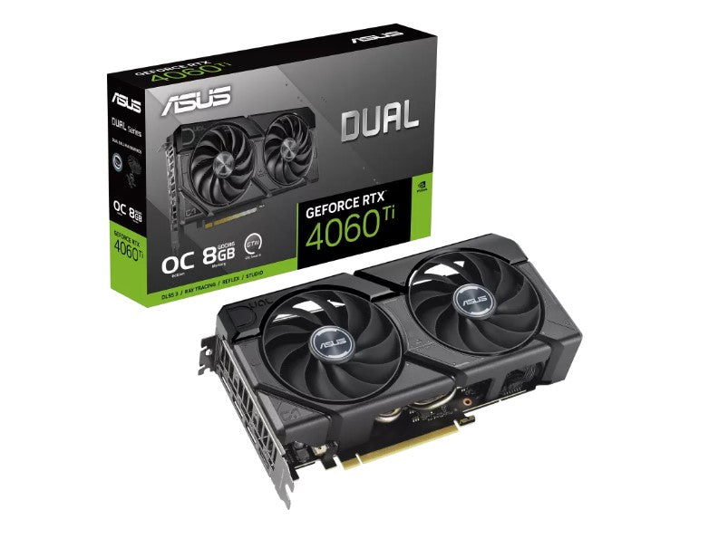 ASUS nVidia GeForce DUAL-RTX4060TI-O8G-EVO RTX 4060 Ti EVO OC Edition 8GB GDDR6, 2565 MHz Boost C...