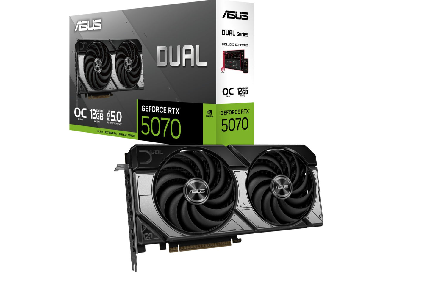 ASUS nVidia GeForce DUAL-RTX5070-O12G 12GB GDDR7 OC Edition, 2542MHz Boost Clock, RAM 28Gbps, 100...