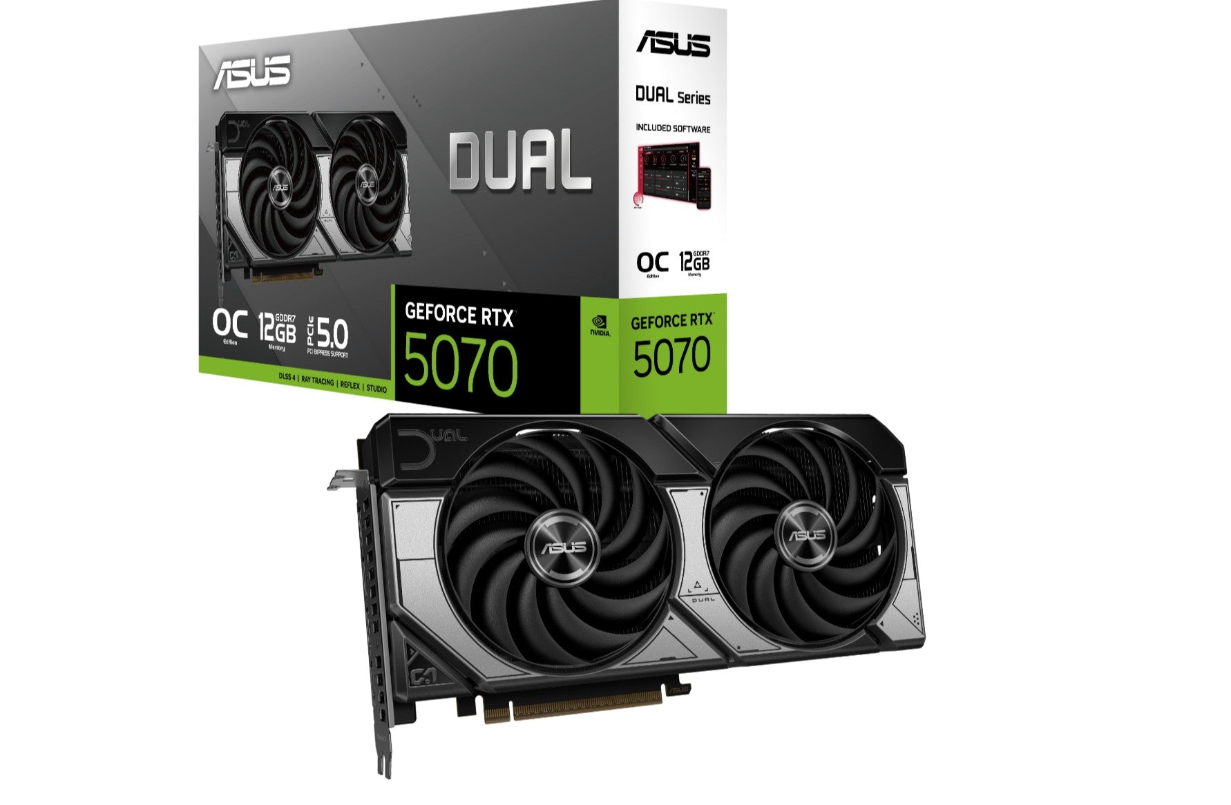 ASUS nVidia GeForce DUAL-RTX5070-O12G 12GB GDDR7 OC Edition, 2542MHz Boost Clock, RAM 28Gbps, 100...