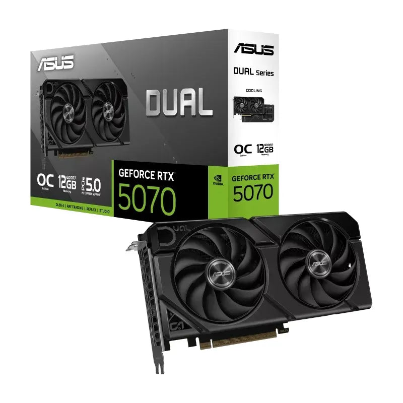 ASUS nVidia GeForce Dual RTX5070 OC 12G-EVO, GDDR7, 6144 CUDA, PCIe 5.0, 28Gbps, 192-bit, 2572MHz...