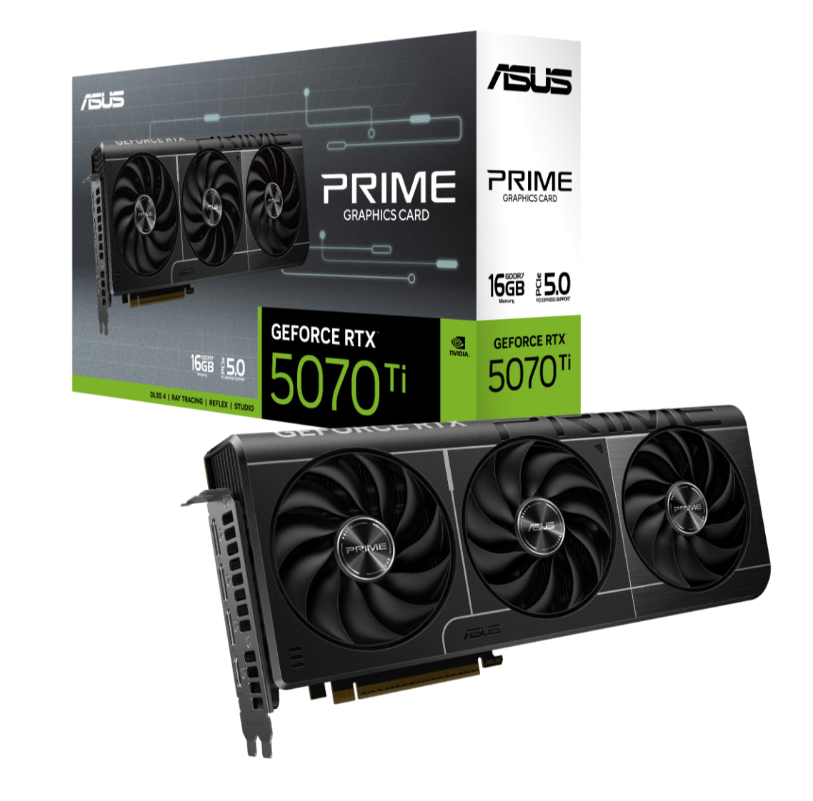 ASUS nVidia GeForce PRIME-RTX5070TI-16G 16GB GDDR7  2452MHz Boost Clock 28 Gbps 256-bit Digital M...