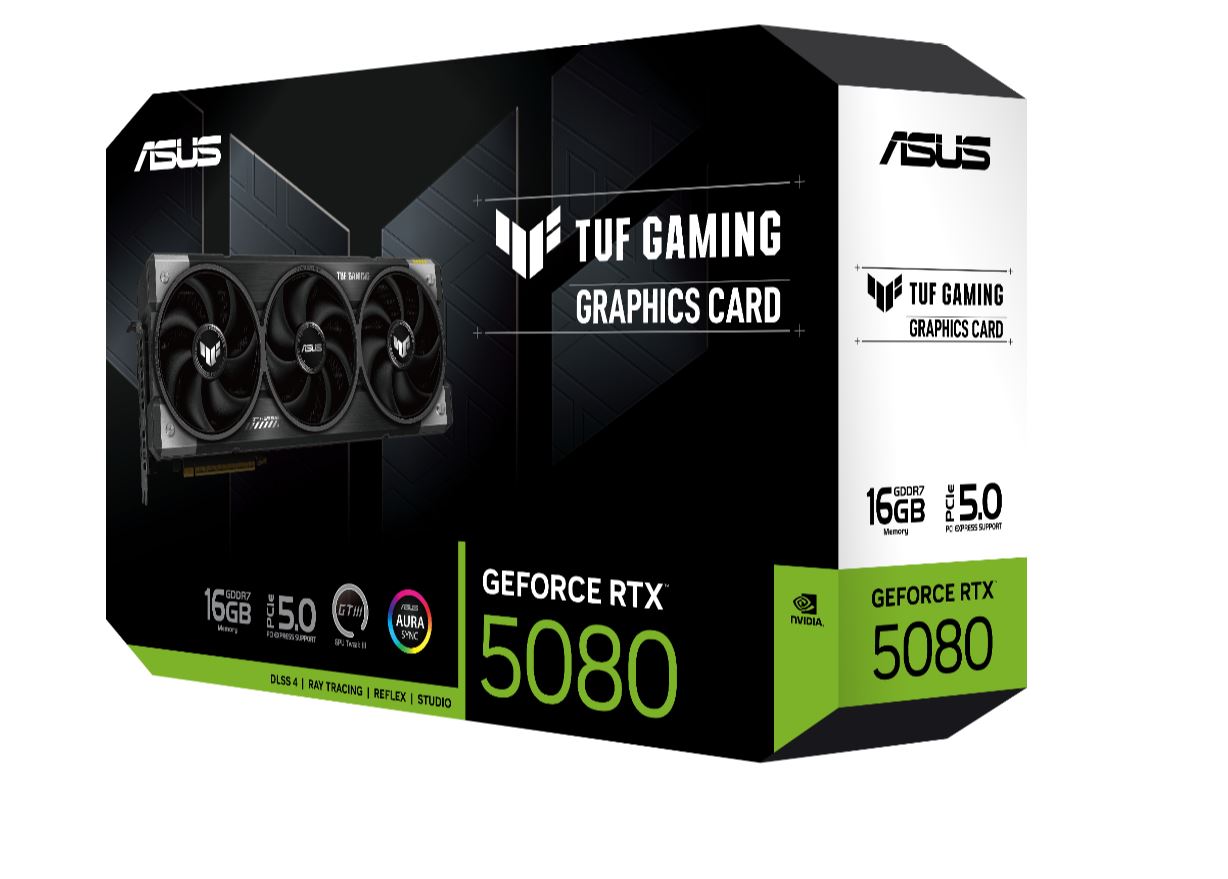 ASUS nVidia GeForce TUF-RTX5080-16G-GAMING RTX5080 16GB GDDR7 2617MHz Boost Clock, RAM 30Gbps, 18...