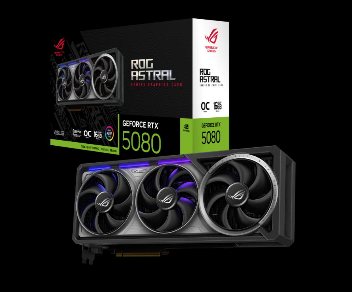 ASUS nVidia GeForce ROG-ASTRAL-RTX5080-O16G-GAMING OC Edition GDDR7  2760 MHz Boost Clock 30 Gbps...