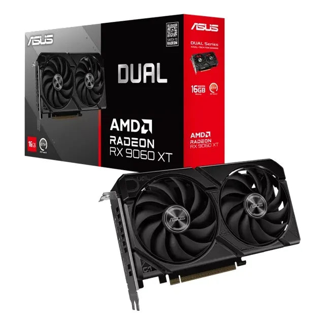 ASUS Dual RTX9060XT 16G, GDDR6, PCIe 5.0, 20Gbps, 128-bit, HDMI 2.1b, 2x DP 2.1a, Dual Fan, 2Yr W...