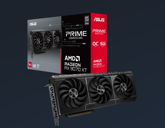 ASUS AMD Radeon PRIME-RX9070XT-O16G RX 9070 XT OC Edition, 16GB GDDR6 128-bit, 2.5 Slot, Axial-Te...