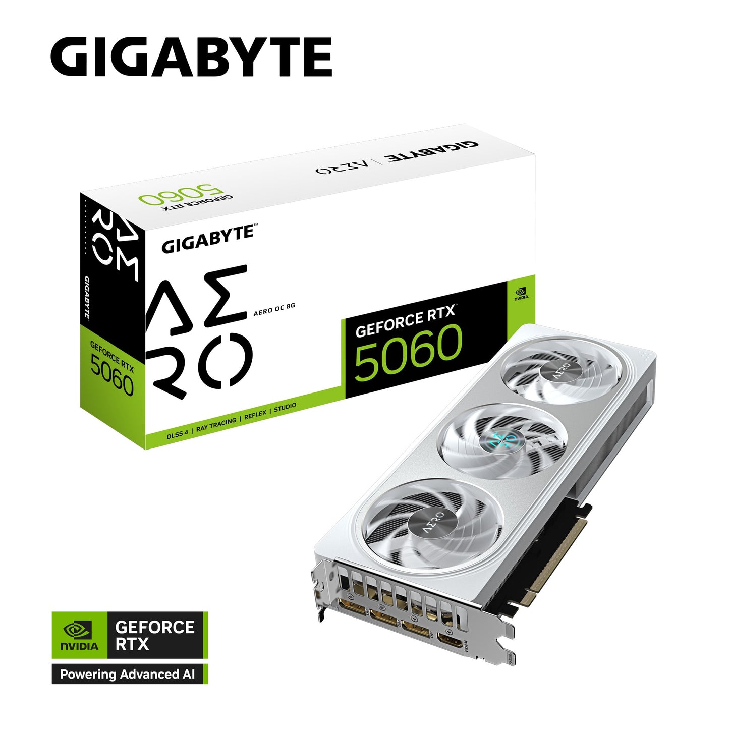 Gigabyte GeForce RTX™ 5060 AERO OC 8G, 2595 MHz, CUDA 3840, 28 Gbps, GDDR7,  128 bit, PCI-E 5.0,...