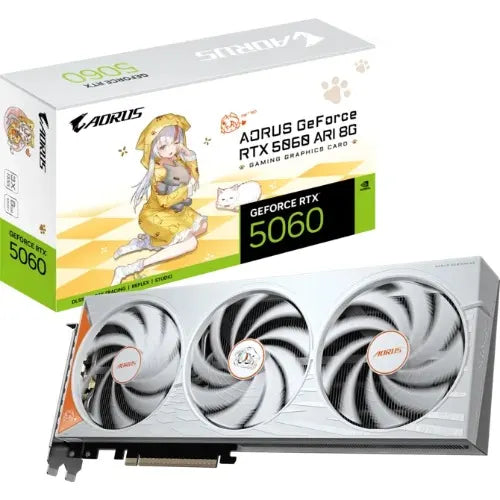 Gigabyte GV-N5060AORUS ARI-8GD, GeForce RTX™ 5060 8GB, GDDR7, 128-bit, 2722 MHz Boost, 28gbps PCI...