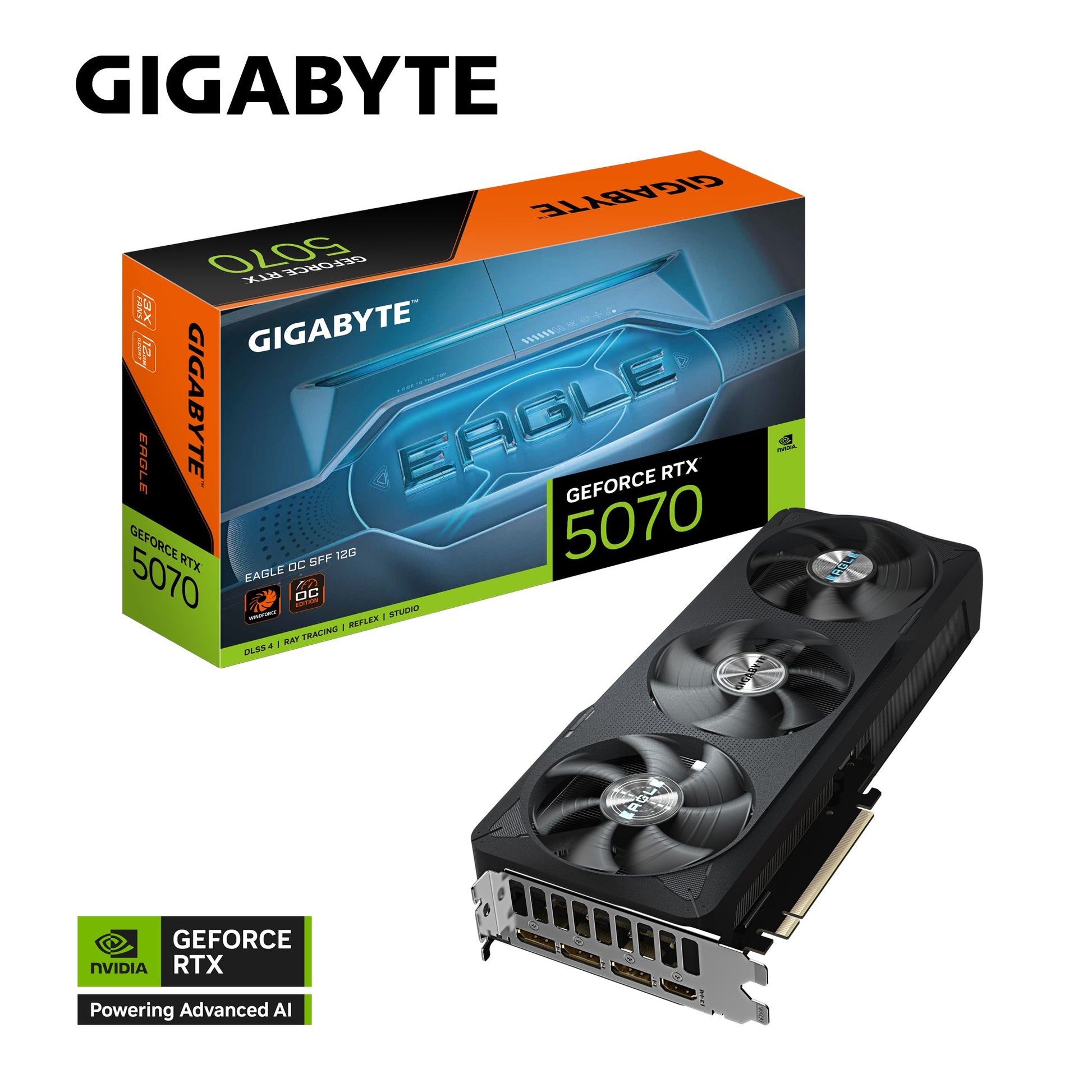 Gigabyte GeForce RTX™ 5070 EAGLE OC SFF 12G, 2587 MHz, CUDA  6144, 28 Gbps, GDDR7, 192 bit, PCI-E...