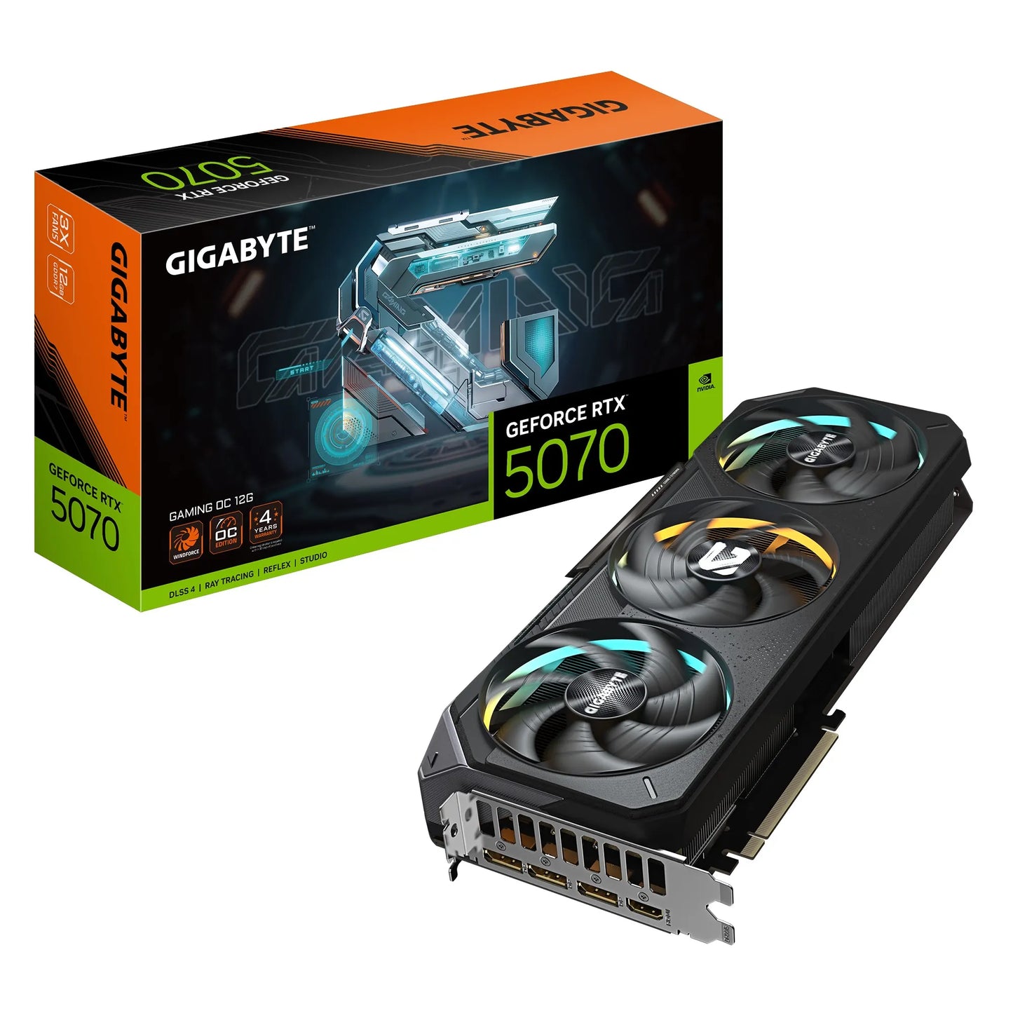 Gigabyte GeForce RTX™ 5070 GAMING OC 12G, 2625 MHz, CUDA  6144, 28 Gbps, GDDR7, 192 bit, PCI-E 5....