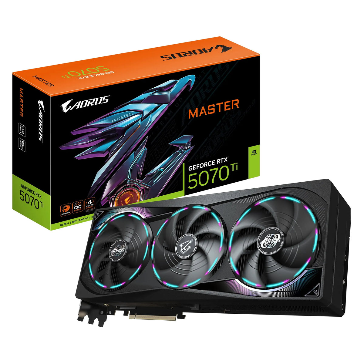 Gigabyte AORUS GeForce RTX™ 5070 Ti MASTER 16G, 2670 MHz, CUDA 8960, 28 Gbps, GDDR7, 256 bi,t PCI...
