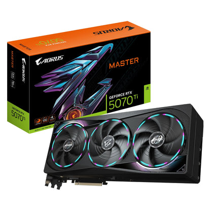 Gigabyte AORUS GeForce RTX™ 5070 Ti MASTER 16G, 2670 MHz, CUDA 8960, 28 Gbps, GDDR7, 256 bi,t PCI...