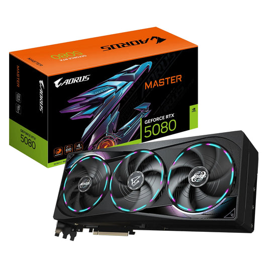 Gigabyte AORUS GeForce RTX™ 5080 MASTER 16G, 2805 MHz, CUDA 10752, 30 Gbps, GDDR7, 256 bit, PCI-E...