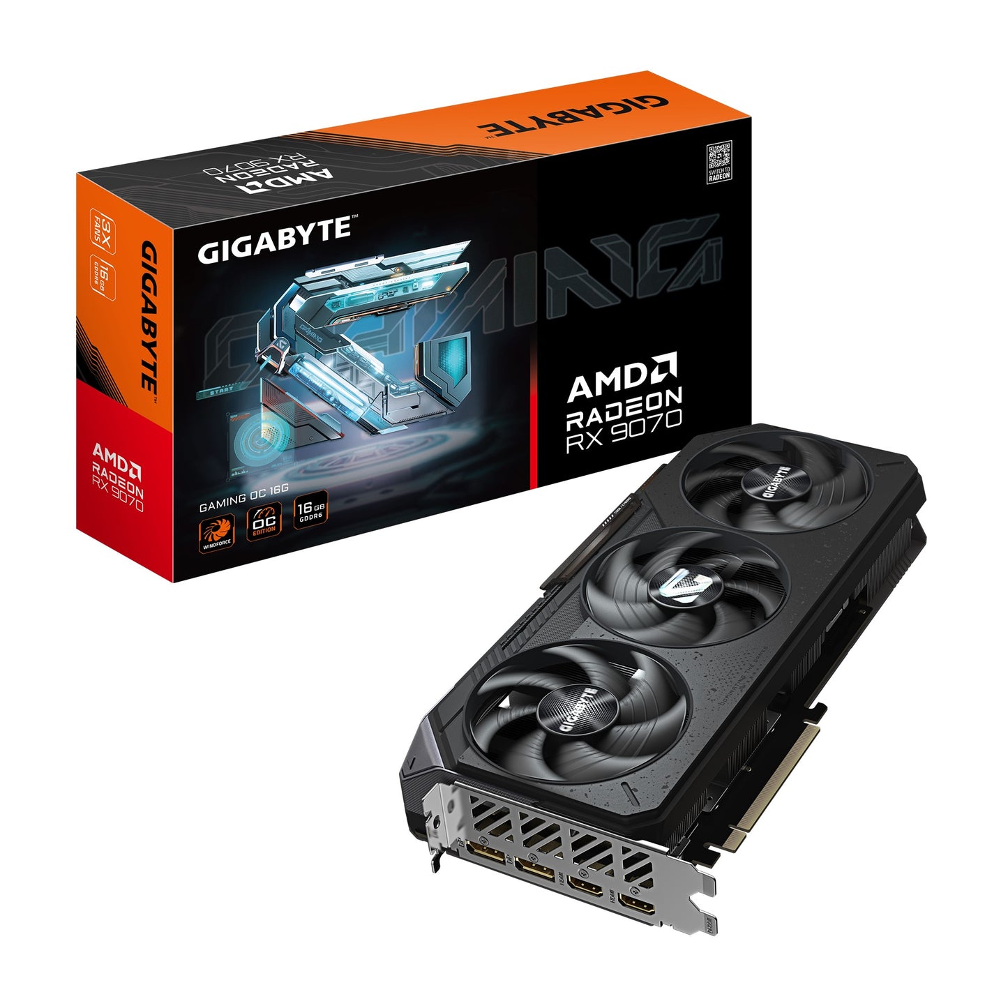 Gigabyte Radeon™ RX 9070 GAMING OC 16G, 20 Gbps, GDDR6, PCI-E 5.0, PSU 750W, 8 pin*2, DisplayPort...