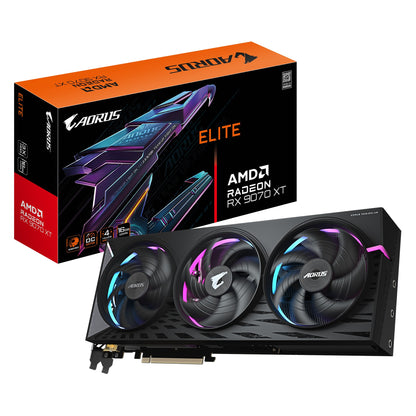Gigabyte AORUS Radeon™ RX 9070 XT ELITE 16G, 20 Gbps, GDDR6, 256 bit, PCI-E 5.0, DirectX 12 API,...