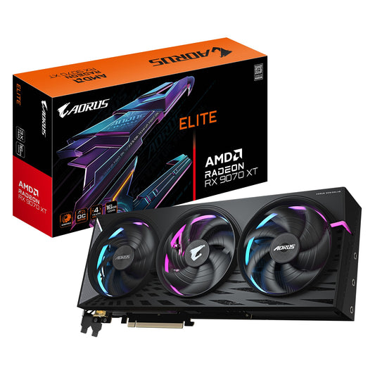 Gigabyte AORUS Radeon™ RX 9070 XT ELITE 16G, 20 Gbps, GDDR6, 256 bit, PCI-E 5.0, DirectX 12 API,...