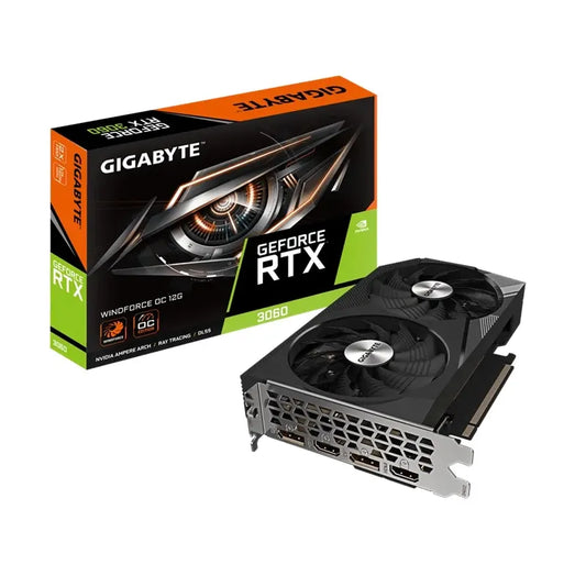Gigabyte GeForce RTX™ 3060 WINDFORCE OC 12G 2.0, 1792 MHz, CUDA 3584, 15000 MHz, GDDR6, 192 bit,...