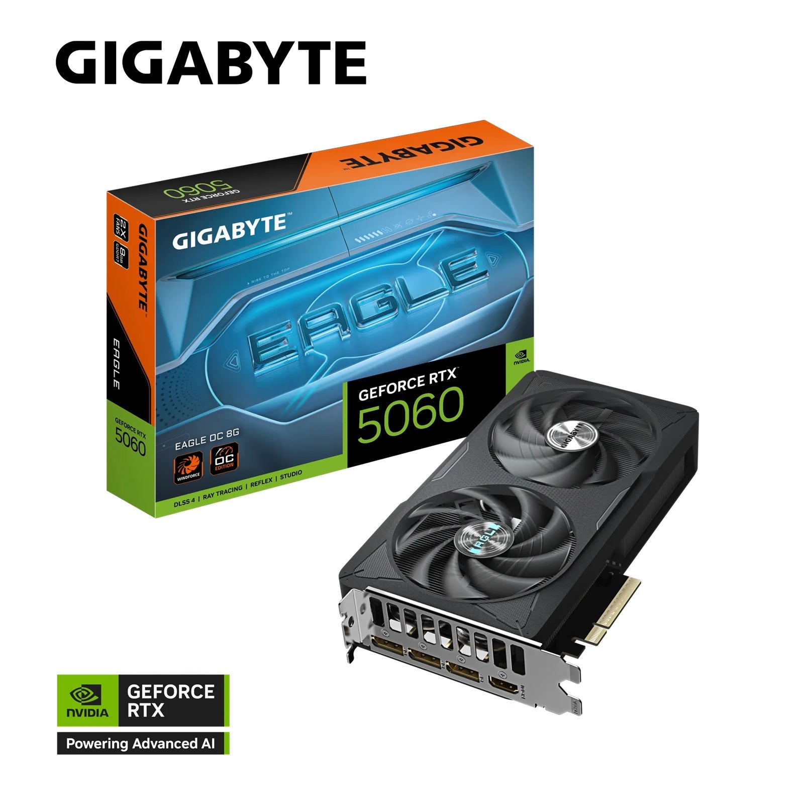 Gigabyte GeForce RTX™ GV-N5060EAGLEMAX OC-8GD, GDDR7, 2550MHz, 3840CUDA, 28Gbps, PCI-E 5.0, PSU 5...