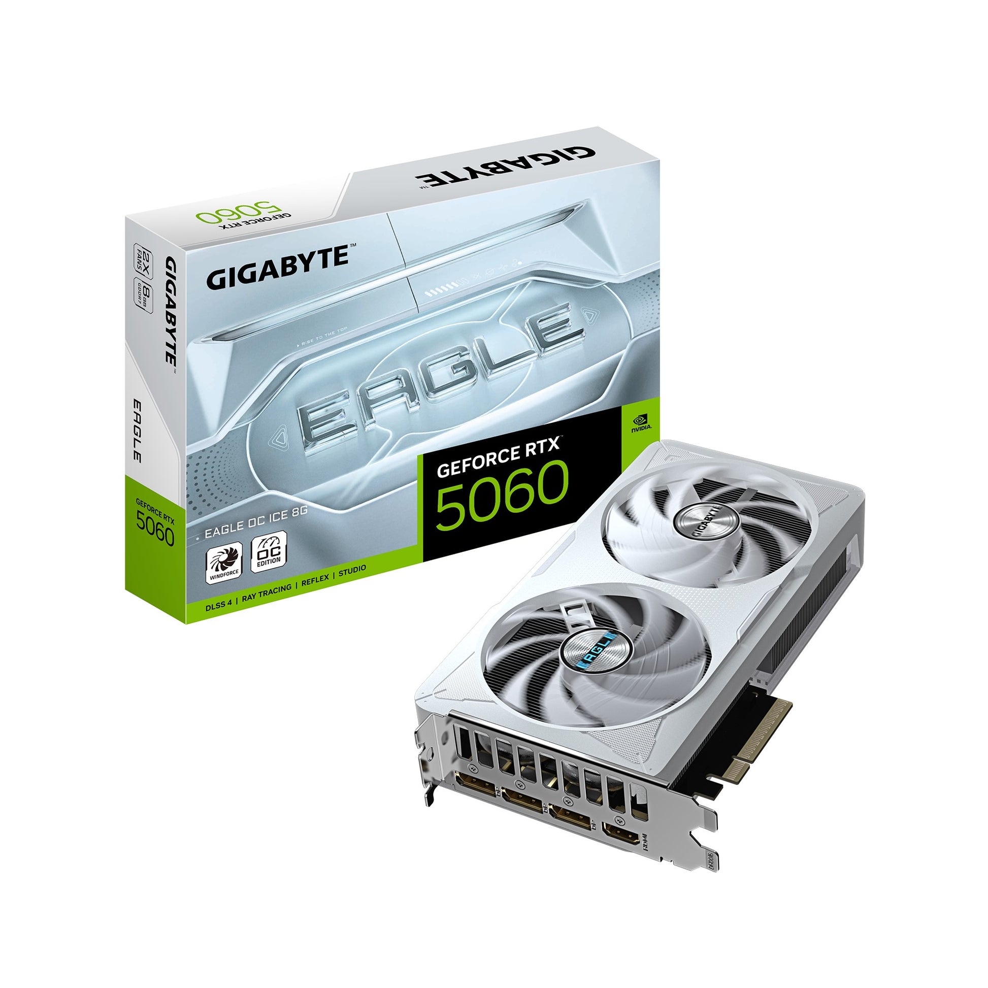 Gigabyte GeForce RTX™ 5060 EAGLE OC ICE 8G, 2550 MHz, CUDA 3840, 28 Gbps, GDDR7,  128 bit, PCI-E...