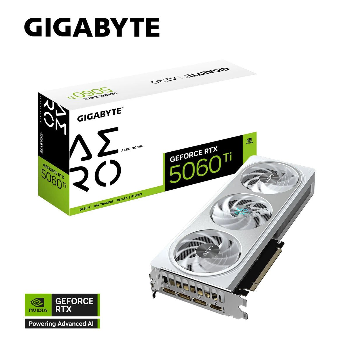 Gigabyte GeForce RTX™ 5060 Ti AERO OC 16G, 2647 MHz, CUDA TBD, 28 Gbps, GDDR7, 128 bit, PCI-E 5.0...