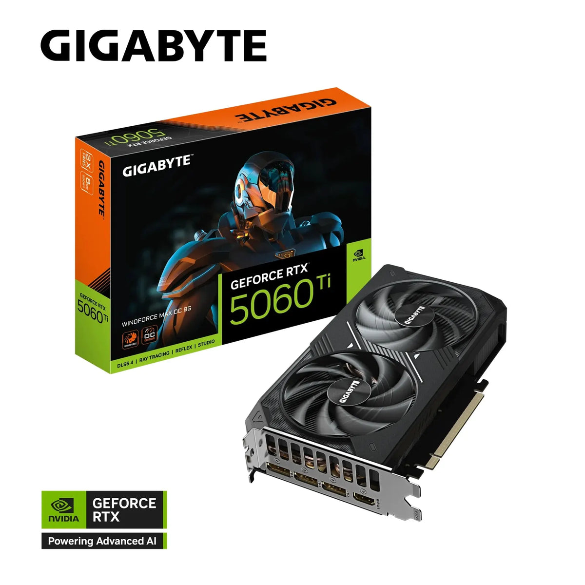 Gigabyte GeForce RTX™ 5060 Ti WINDFORCE MAX OC 8G, 2587 MHz, CUDA 4608, 28 Gbps, GDDR7, 128 bit,...