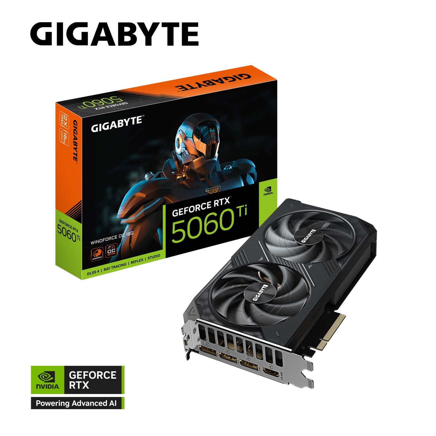 Gigabyte GeForce RTX™ 5060 Ti WINDFORCE OC 16G, 2587 MHz, CUDA TBD, 28 Gbps, GDDR7, 128 bit, PCI...