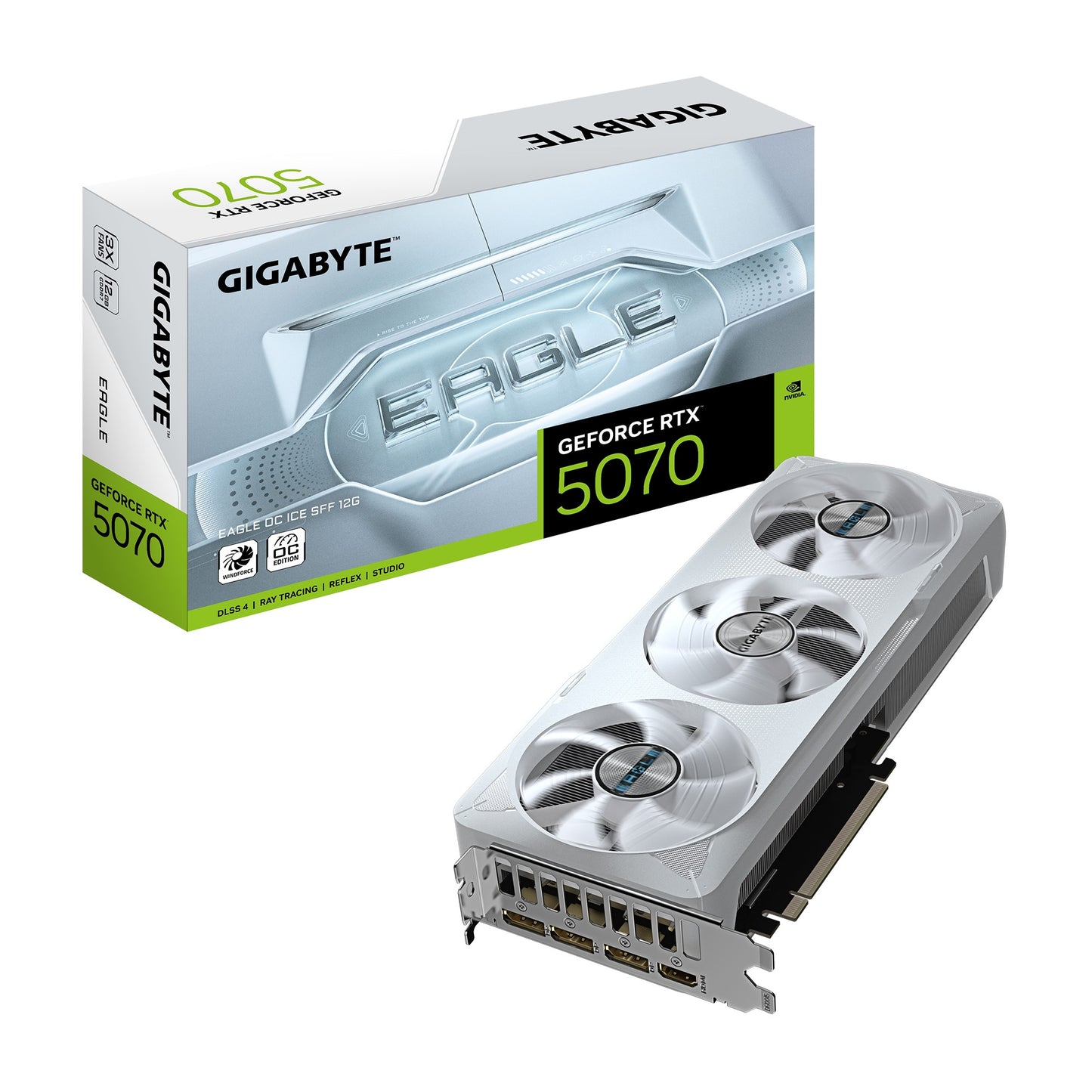 Gigabyte GeForce RTX 5070 EAGLE OC ICE SFF 12G, 2587 MHz, CUDA  6144, 28 Gbps, GDDR7, 192 bit, PC...