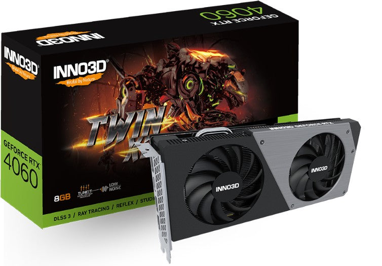 INNO3D nVidia GeForce RTX 4060 TWIN X2 V2 8G GDDR6, 2460MHz Boost Clock, RAM 17Gbps, 3xDP+HDMI, 2...