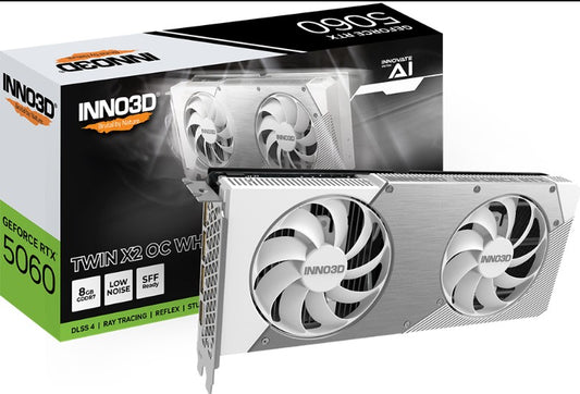 INNO3D nVidia GeForce RTX 5060 TWIN X2 OC WHITE 8GB GDDR7  2527MHz Boost Clock, RAM 28Gbps, 3xDP,...