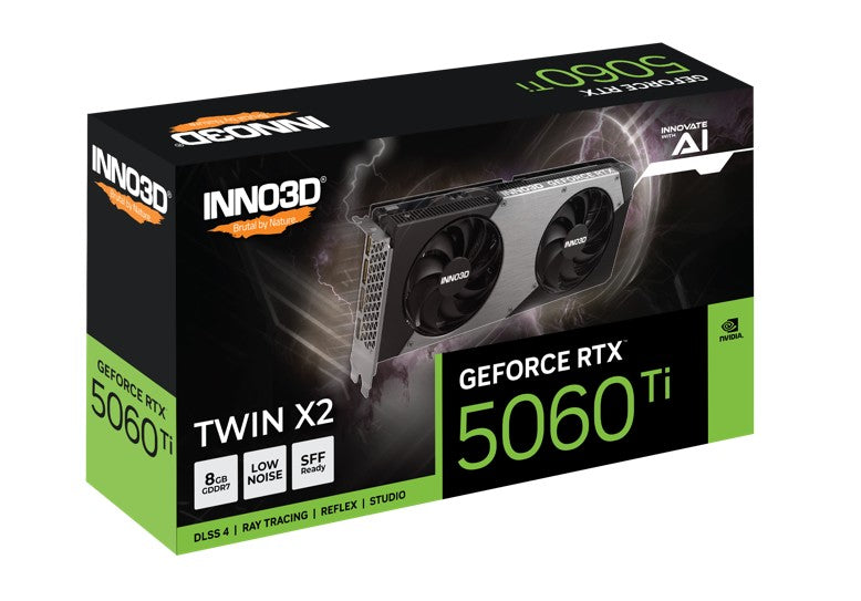 INNO3D nVidia GeForce RTX 5060 Ti TWIN X2 8GB GDDR7, 2572MHz Boost Clock, RAM 28Gbps, 3xDP, 1xHDM... - Image 2