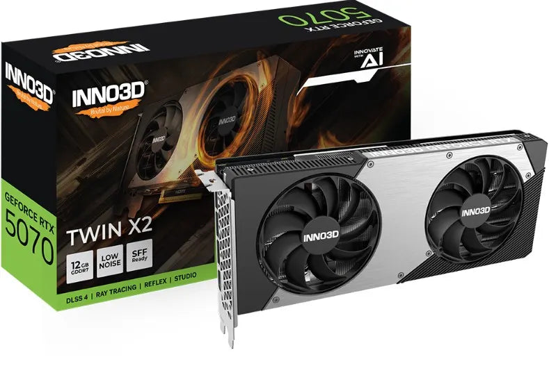 INNO3D nVidia GeForce RTX 5070 TWIN X2 12GB GDDR7 2512 MHz Boost Clock, RAM 28 Gbps, 3x DP, 1xHDM...