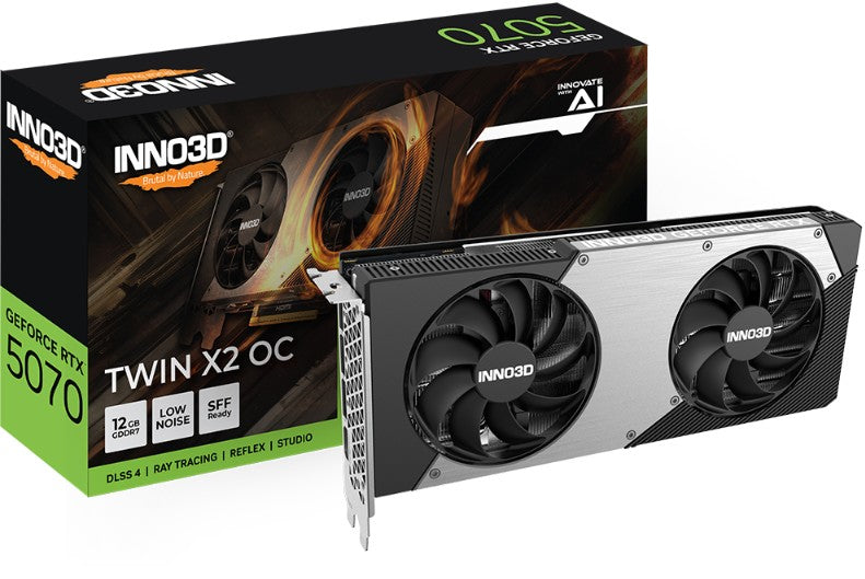 INNO3D nVidia GeForce RTX 5070 TWIN X2 OC 12GB GDDR7 2542 MHz Boost Clock, RAM 28 Gbps, 3x DP, 1x...