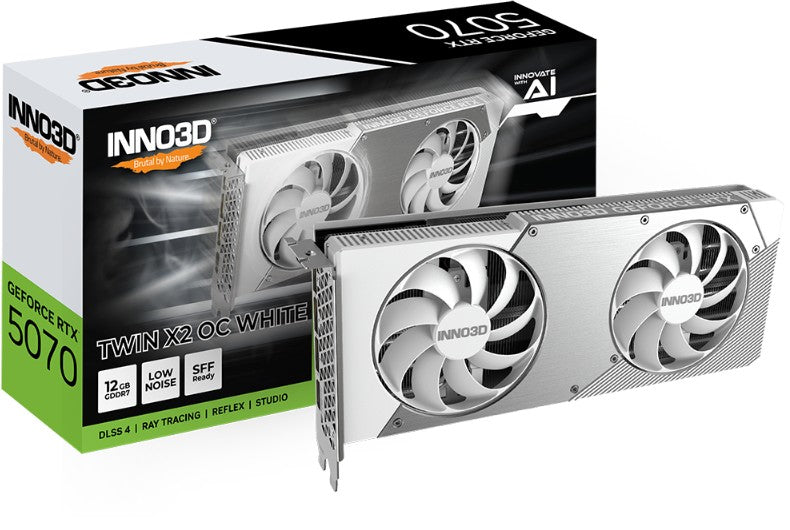 INNO3D nVidia GeForce RTX 5070 TWIN X2 OC White 12GB GDDR7 2512 MHz Boost Clock, RAM 28 Gbps, 3x...