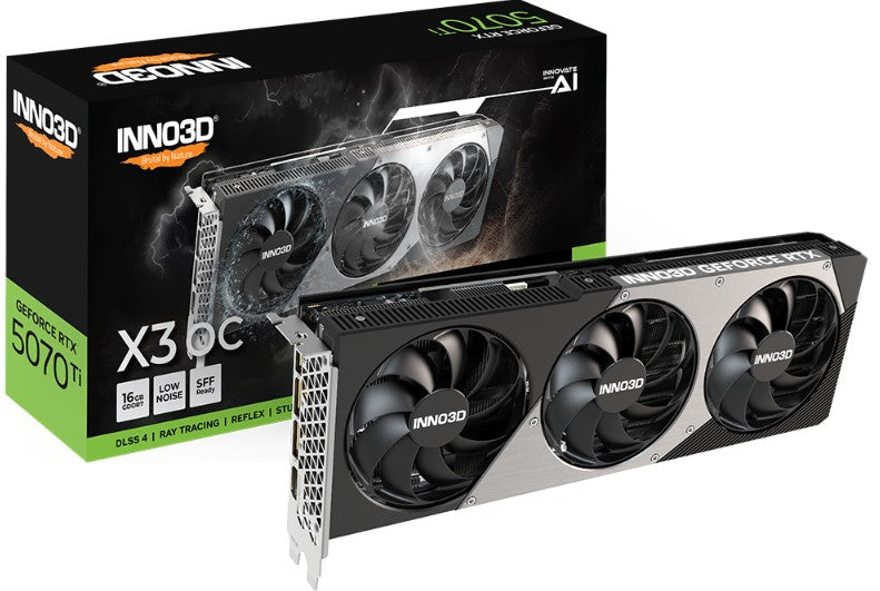 INNO3D nVidia GeForce RTX 5070 TI X3 OC 16GB GDDR7 2482 MHz Boost Clock, RAM 28 Gbps, 3x DP, 1xHD...