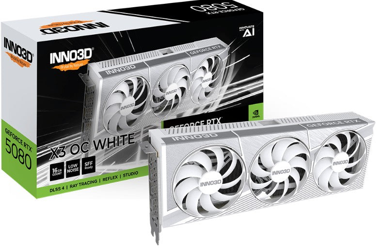 INNO3D nVidia GeForce RTX 5080 X3 OC White 16GB GDDR7 2640MHz Boost Clock, RAM 30Gbps, 3xDP, 1xHD...