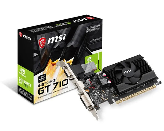 MSI nVidia Geforce GT 710 2GB LP, PCI Express, DDR3, 64bit, 954 Core Clocks, 2048 Memory Size, 16...