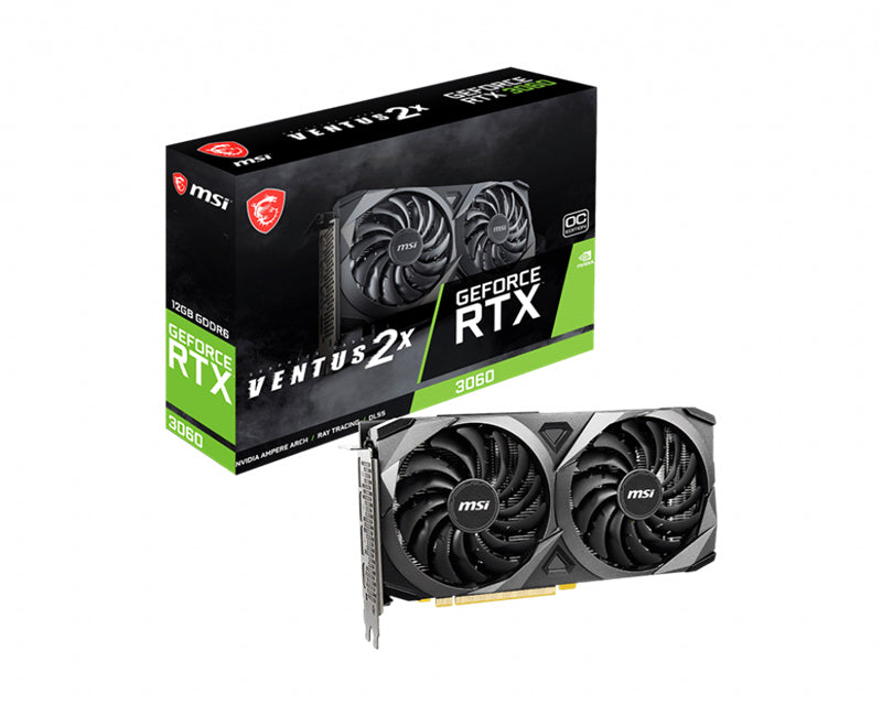 MSI nVidia GeForce RTX 3060 VENTUS 2X OC 12GB Video Card, PCI-e 4.0, GDDR6, 1807 MHz Boost Clock,...