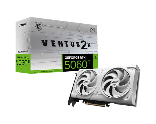MSI nVidia GeForce RTX™ 5060 Ti 16G VENTUS 2X OC WHITE PLUS, Boost 2602 MHz, CUDA 4608, 16GB GDDR...