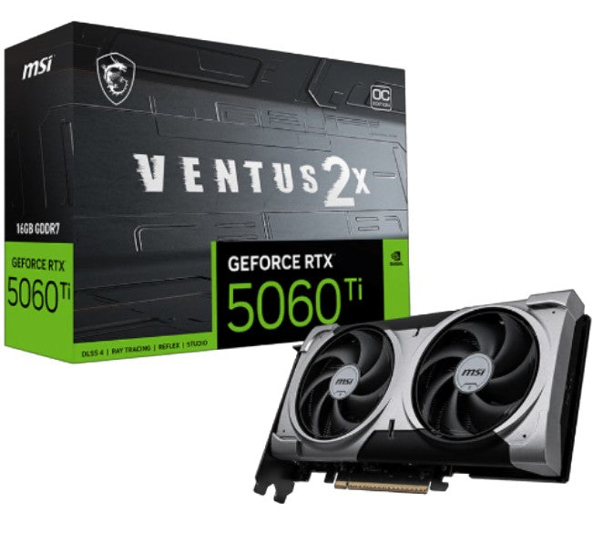 MSI nVidia GeForce RTX™ 5060 Ti 16G VENTUS 2X OC PLUS, PCI Express® Gen 5 x16, Boost: 2602 MHz, C...