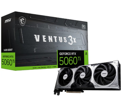 MSI nVidia GeForce RTX™ 5060 Ti 16G VENTUS 3X OC, PCI Express® Gen 5 x 16,. Boost: 2602 MHz, CUDA...