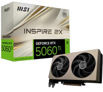 MSI nVidia GeForce RTX™ 5060 Ti 8G INSPIRE 2X OC, PCI Express® Gen 5 x 16, Boost: 2617 MHz, CUDA...